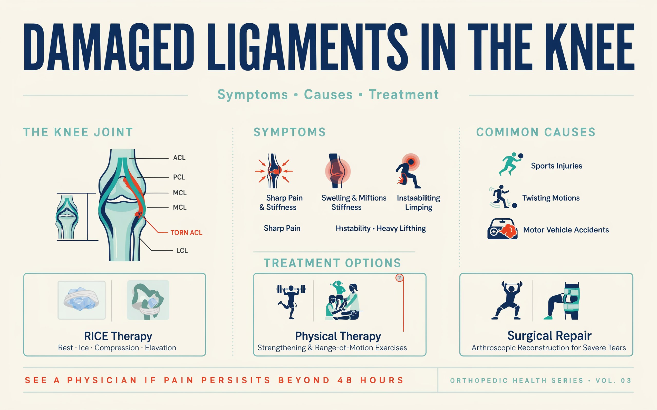 Damaged Ligaments in the Knee: Symptoms, Causes, and Treatment